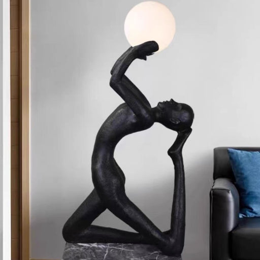 Modern Black Abstract Sculpture with Globe – Contemporary Home Decor