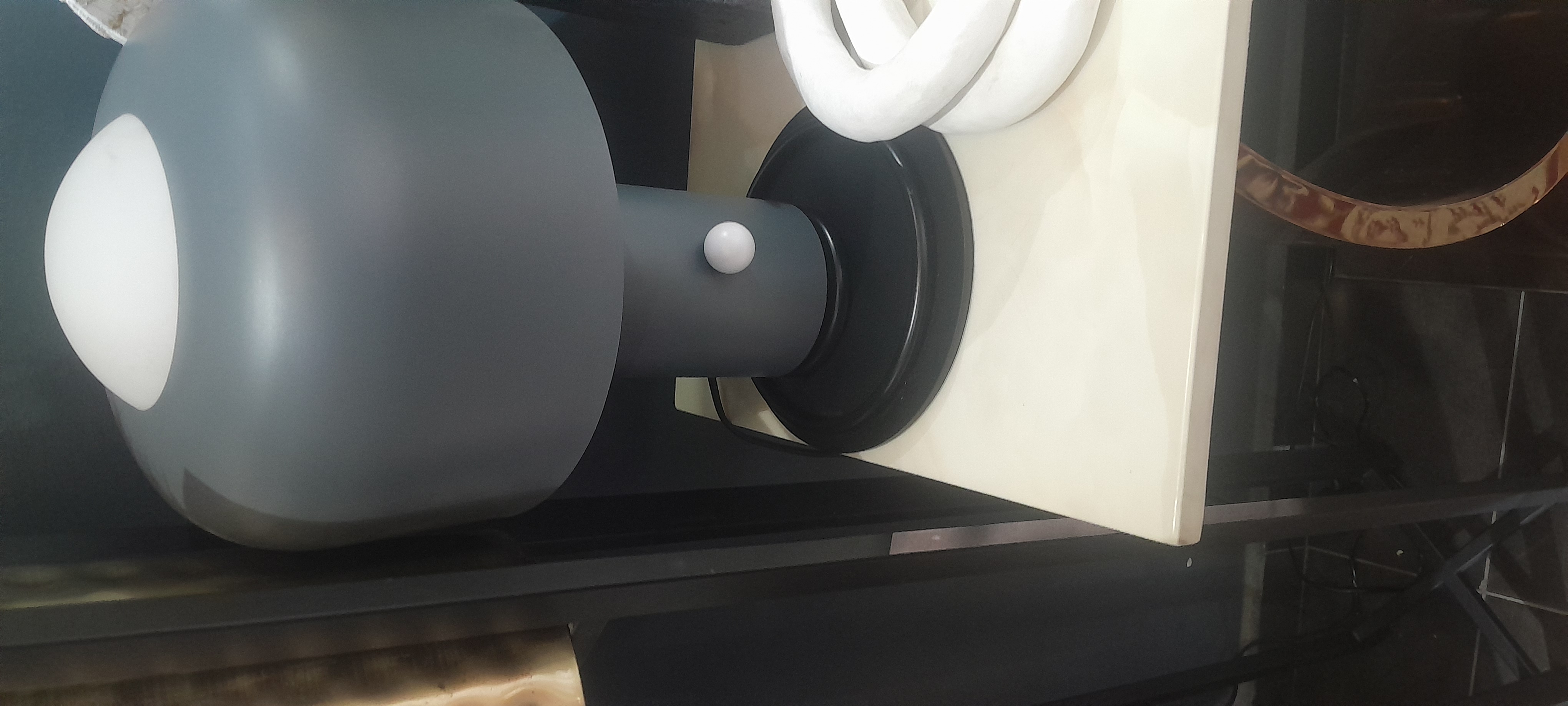 Modern Gray Table Lamp with White Dome Shade