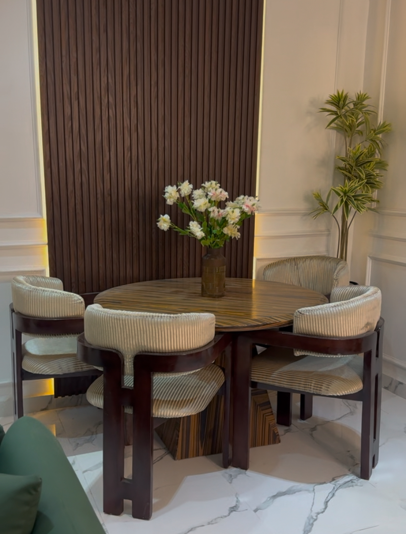Wooden round dining set