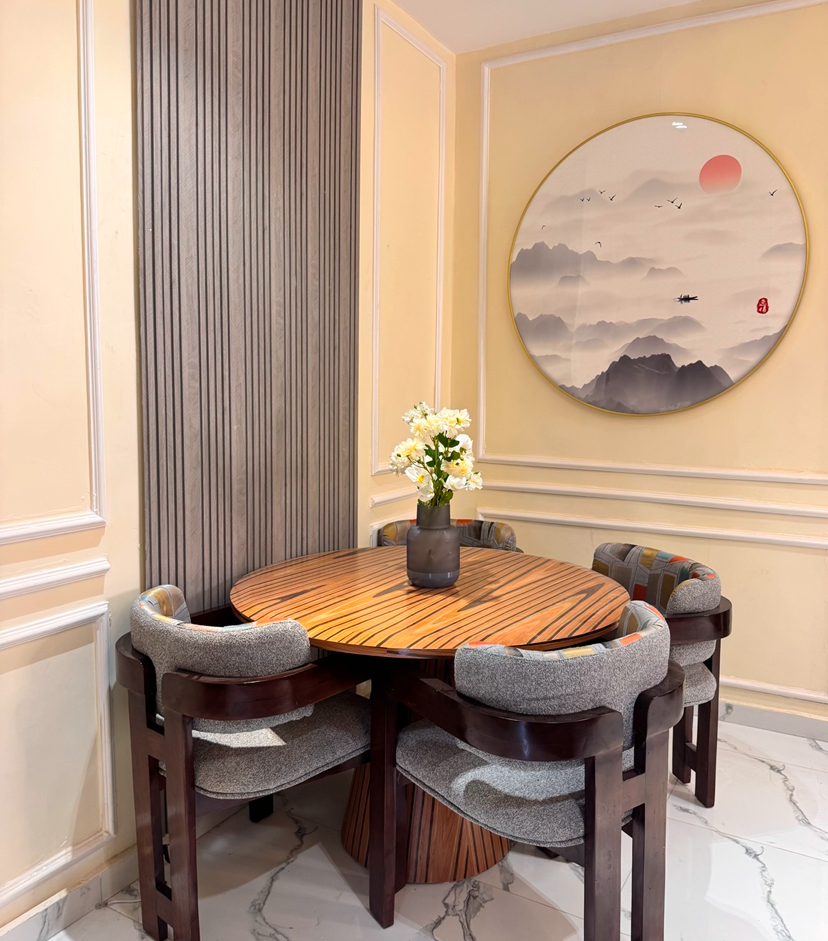 Wooden round dining set