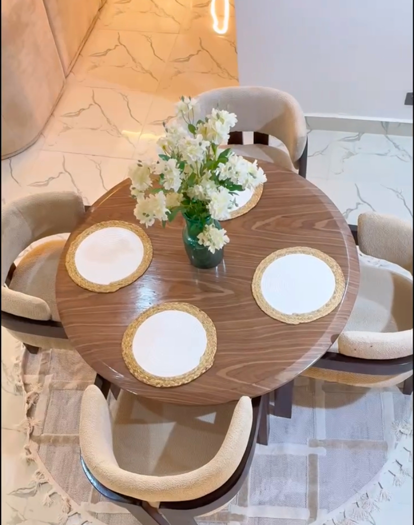 Wooden round dining set