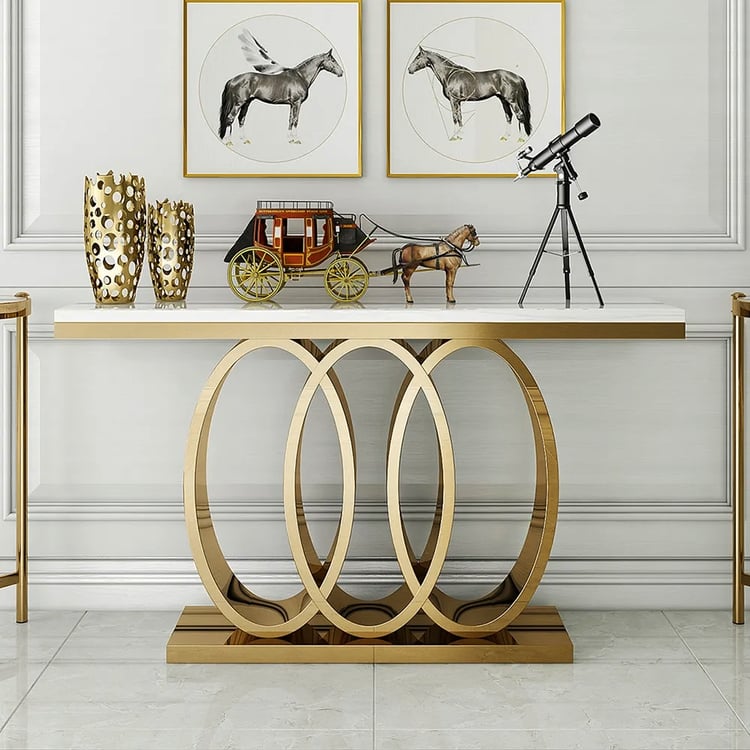 Luxury Gold Console Table with Modern Decorative Styling