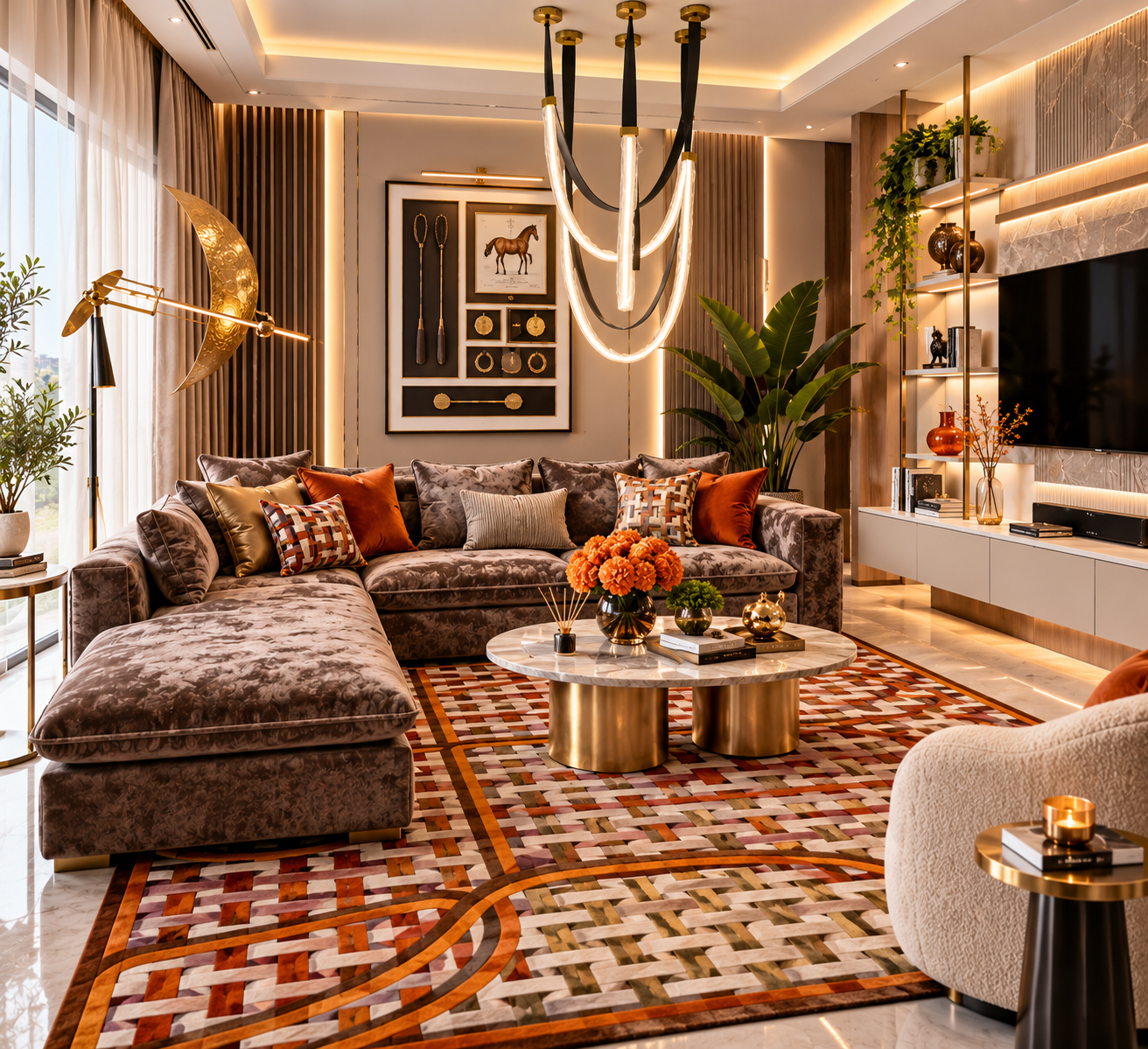 The Aurelia Luxury L-Shaped Sectional Sofa – Mocha Brown