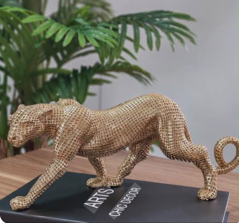 Gold Leopard Decorative Sculpture