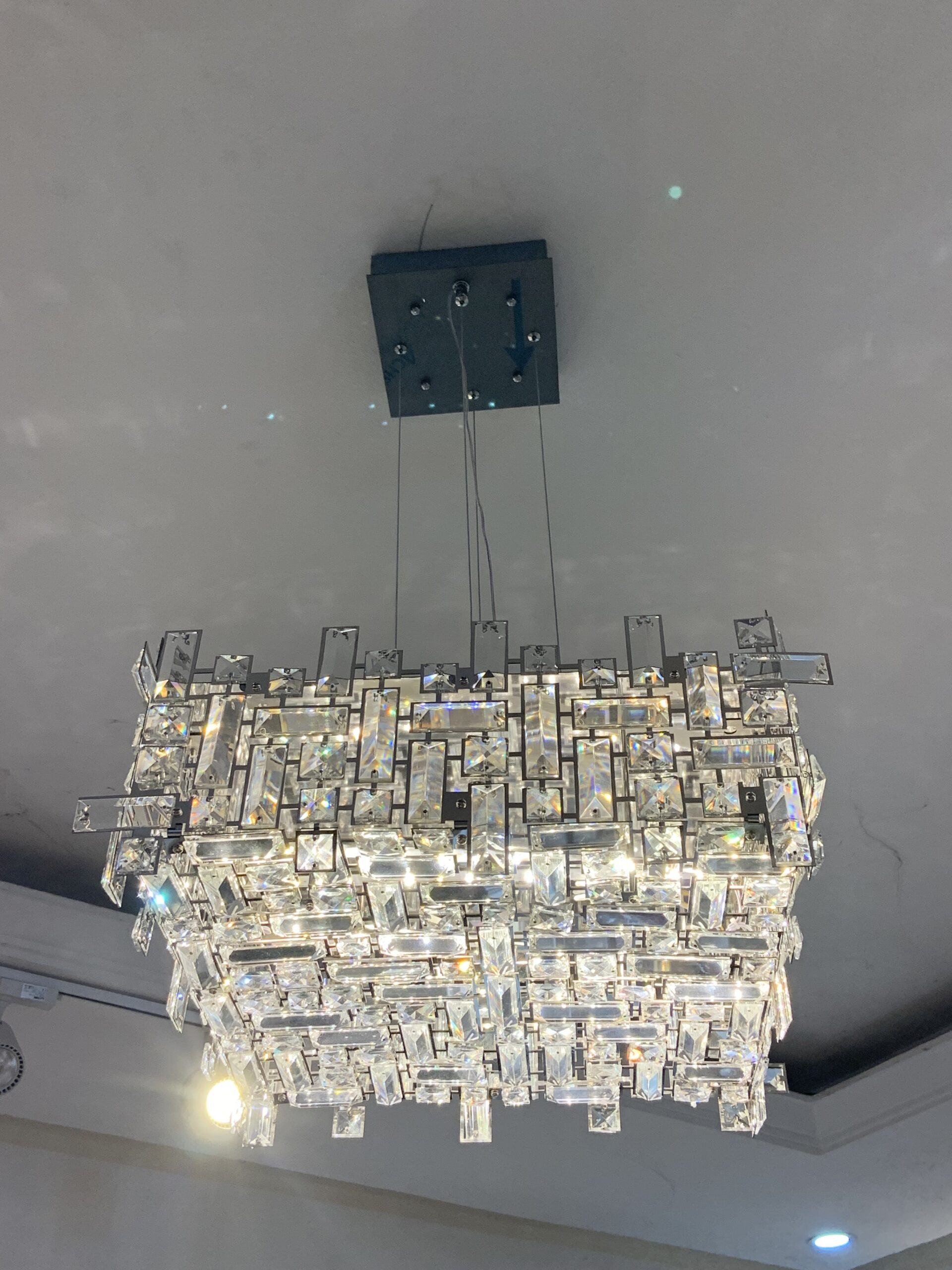 Square LED Crystal Decorative Chandelier Luxury Chandelier High-end Villa Designer Master Bedroom Dining Room Living Room