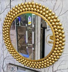 Luxury Gold Beaded Round Wall Mirror | Elegant Decorative Mirror