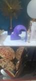 Modern Purple Abstract Sculpture with Gold Sunburst Decor