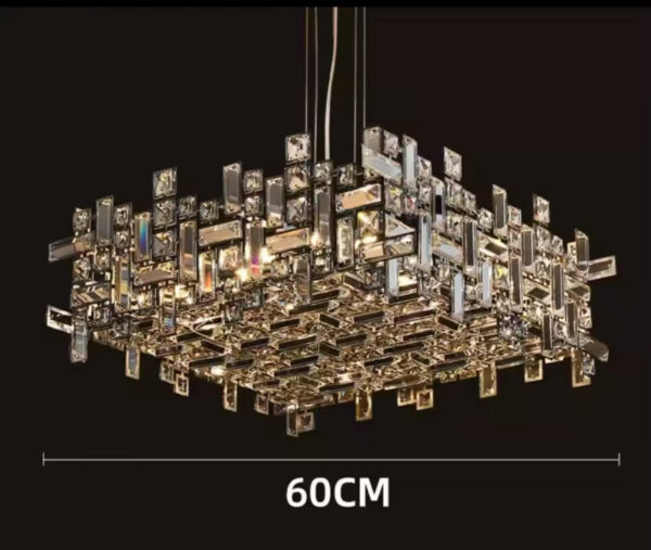 Square LED Crystal Decorative Chandelier Luxury Chandelier High-end Villa Designer Master Bedroom Dining Room Living Room